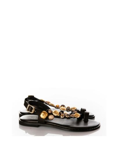 Дамски черни кожени сандали CARYATIS