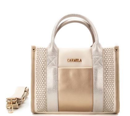 Дамска златиста кожена чанта CARMELA