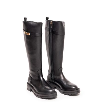 Дамски черни кожени ботуши GIANNI CRASTO