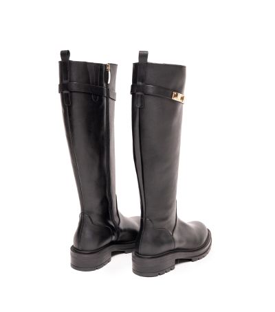 Дамски черни кожени ботуши GIANNI CRASTO