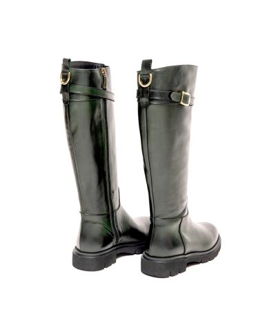 Дамски тъмнозелени кожени ботуши GIANNI CRASTO