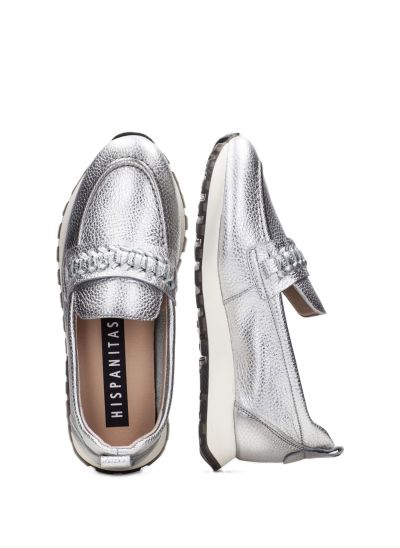 Дамски сребристи мокасини HISPANITAS