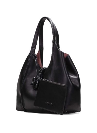 Дамски черна кожена чанта HISPANITAS