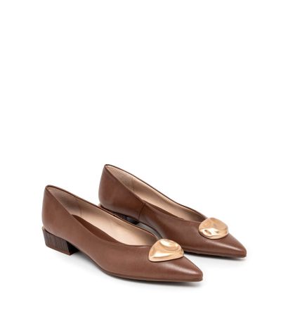 Дамски кафяви кожени обувки HISPANITAS