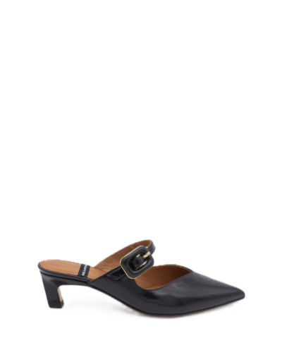 Дамски черни кожени чехли  ANGEL ALARCON