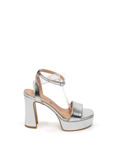 Дамски елегантни сребристи сандали WALL STREET