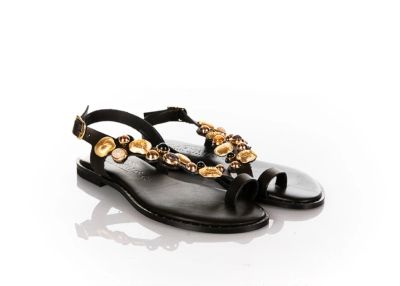 Дамски черни кожени сандали CARYATIS