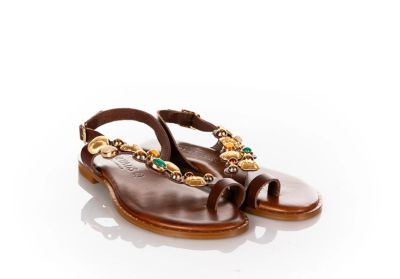 Дамски кафяви кожени сандали CARYATIS