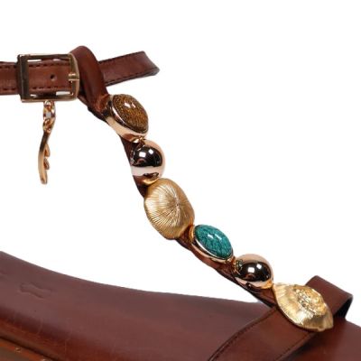 Дамски кафяви кожени сандали CARYATIS