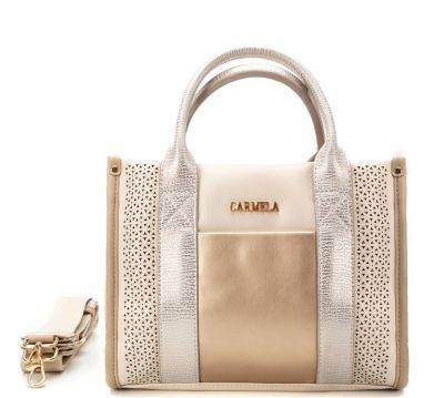 Дамска златиста кожена чанта CARMELA