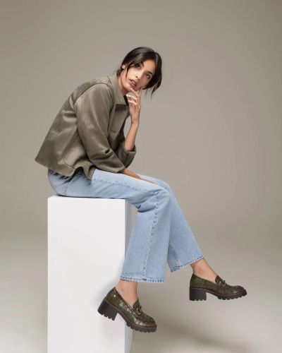 Дамски масленозелени мокасини CARMELA