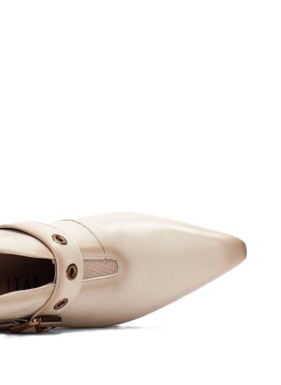 Дамски бежови кожени боти HISPANITAS